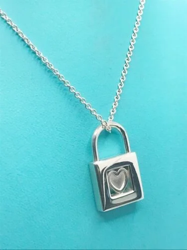 Tiffany & Co. Sterling Silver Padlock Heart Necklace 24
